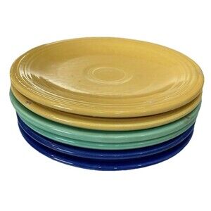 Set Of 6 MIXED COLOR FIESTA 6" SALAD DESSERT PLATES HLC Cobalt Green Yellow